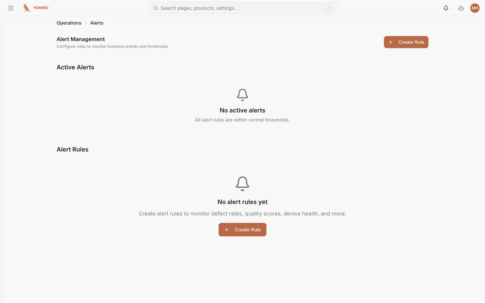 The Alerts page split into Active Alerts and Alert Rules
